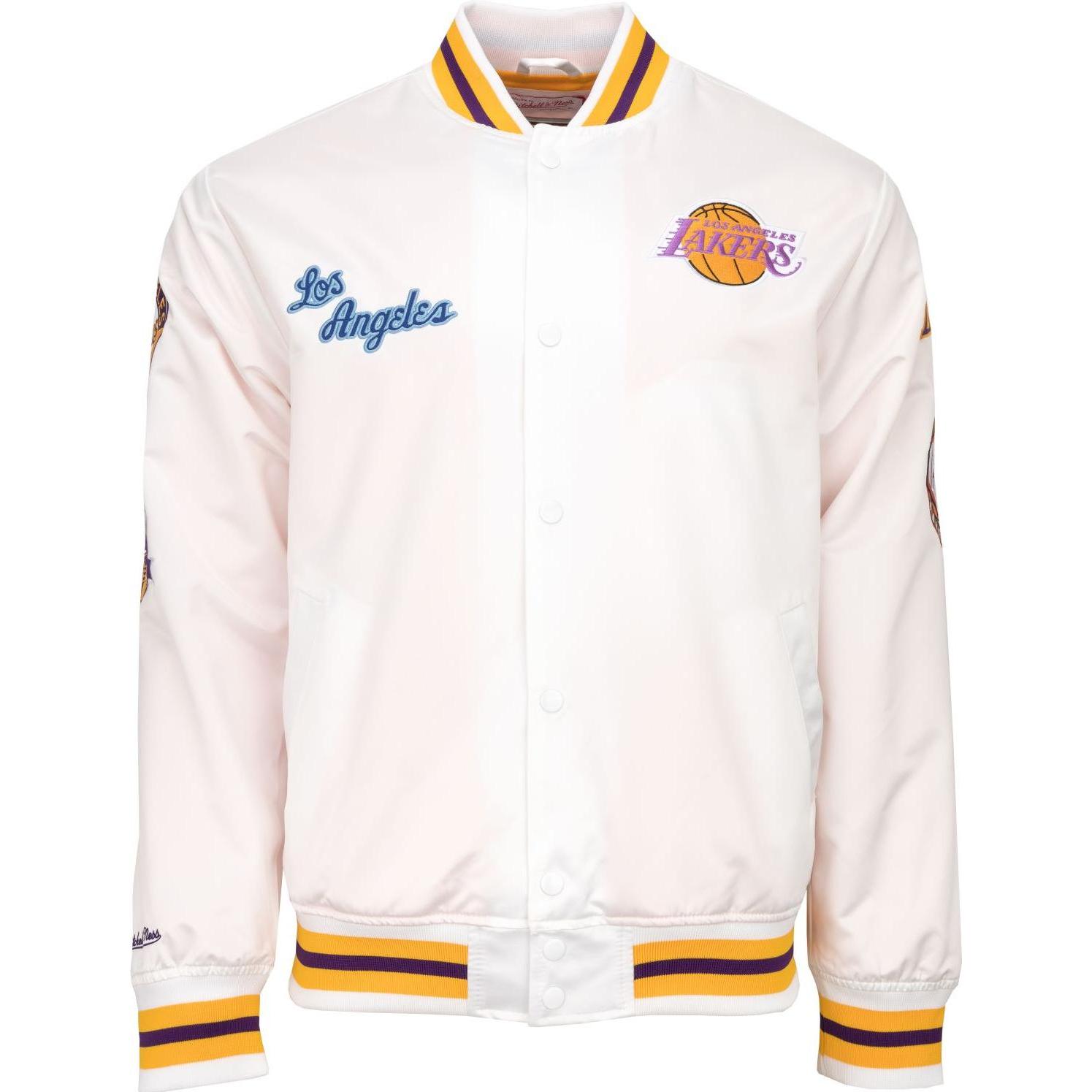 Mitchell & Ness, Herren, Jacke, City Lightweight Satin Jacke - Los Angeles Lakers - M (M), Weiss, M