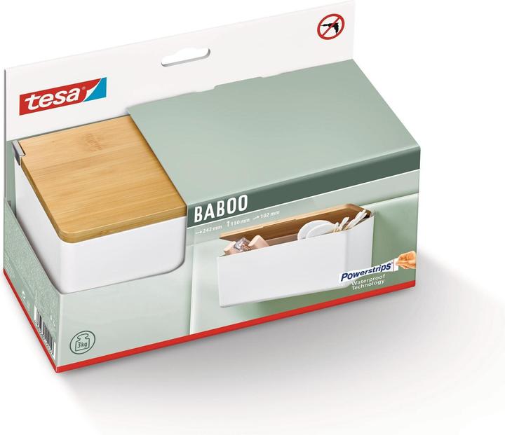 Produktbild tesa BABOO Aufbewahrungsbox mit Deckel, mittelgross inkl. Klebelösung ohne Bohren