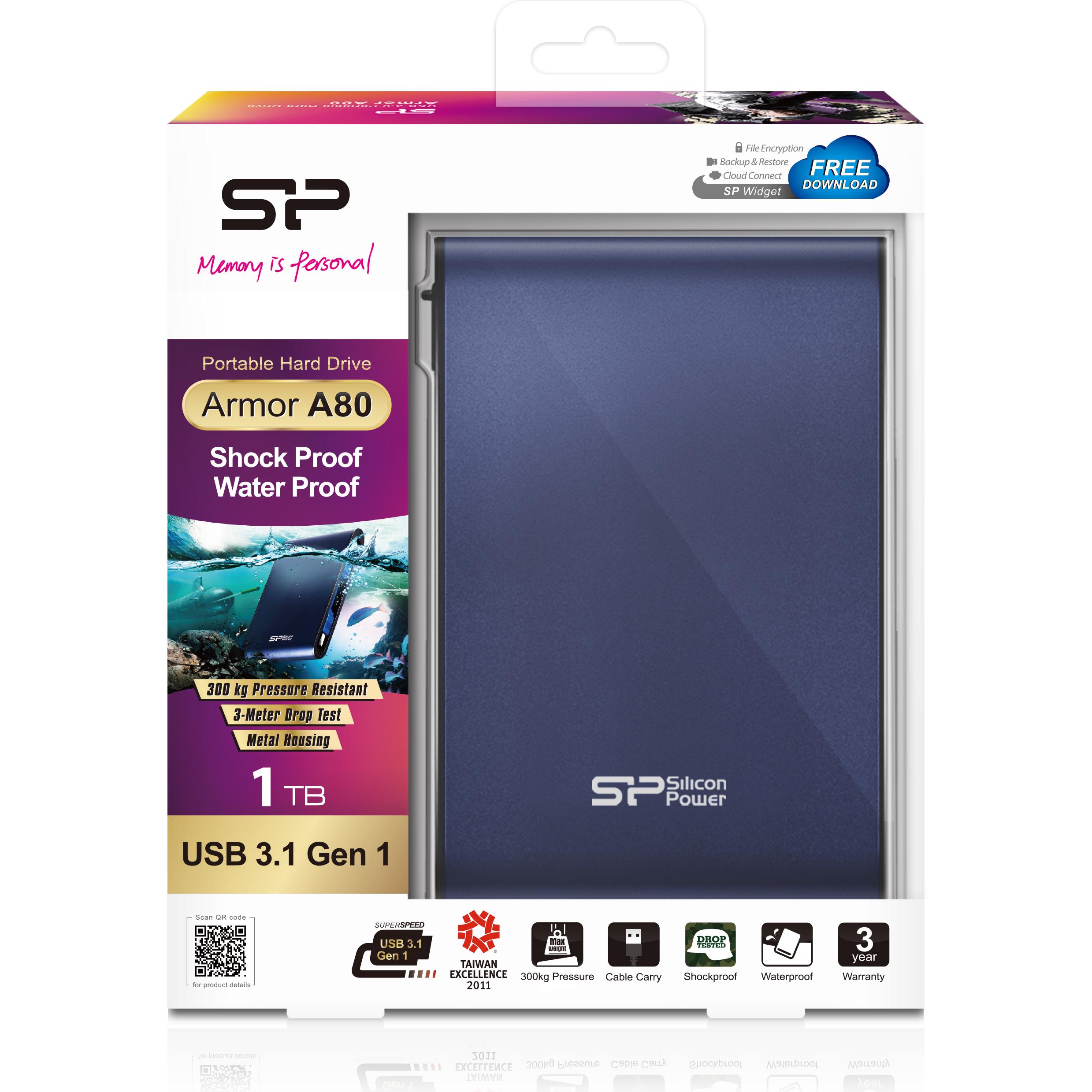 Thumbnail - Silicon Power Armor USB 3.1 Gen 1 (1 TB), Externe Festplatte, Blau