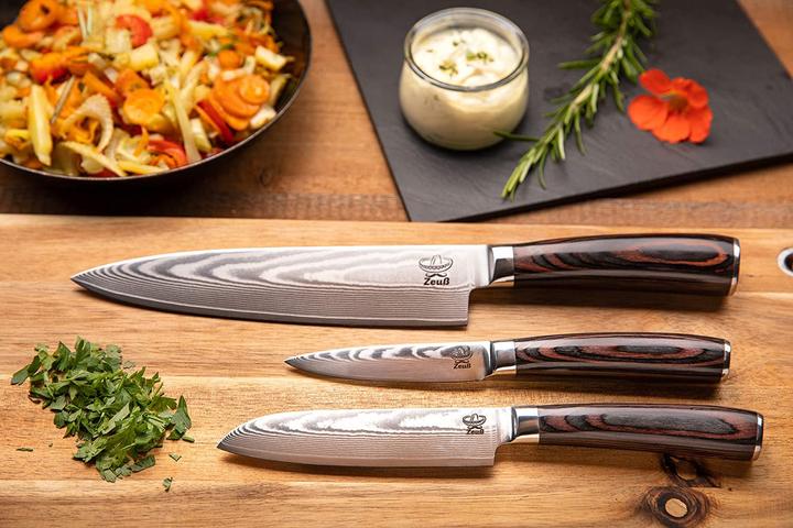 Actual product image Zeuß Damascus Knife Set of 3 (20 cm)