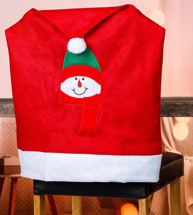 Actual product image Novaliv Christmas Chair Cover Set I Red I Father Christmas Hat I Chair Cover Christmas Decoration (65 x 49 x 65 cm)