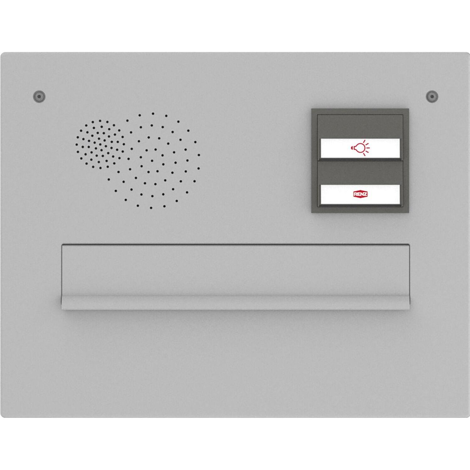 Renz, Briefkasten, Briefkasen Frontplatte mit Klingel Sprecherausparung und Licht Edelstahl