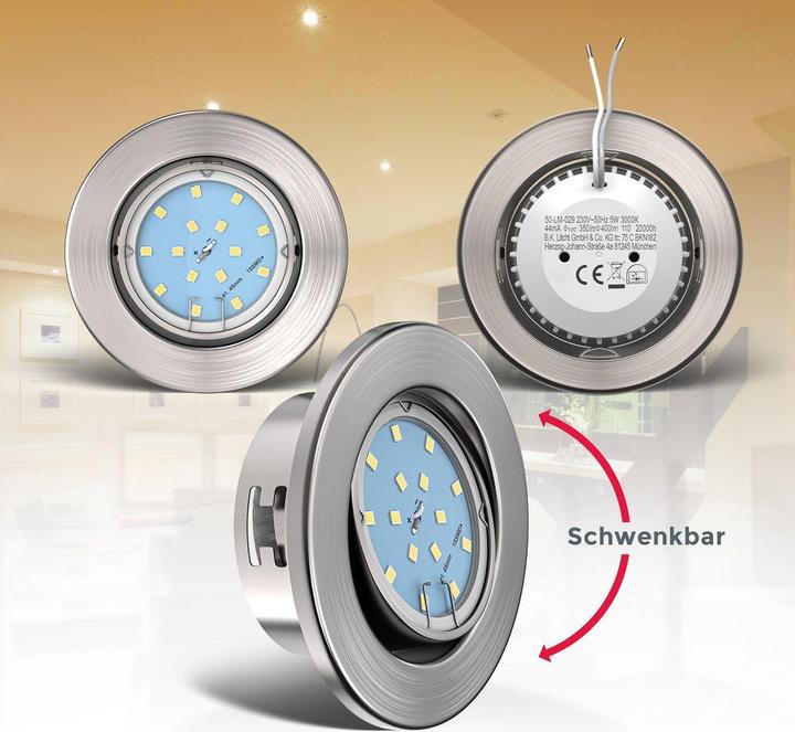 Produktbild B.K.Licht LED Einbauleuchten-Set, matt-nickel, 10xLED-Modul (400 lm)