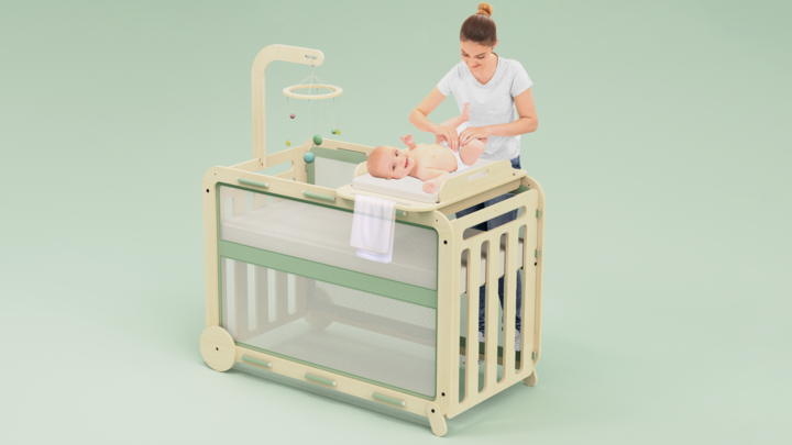 Image du produit MamaToyz Berceau évolutif avec table à langer MyCrib