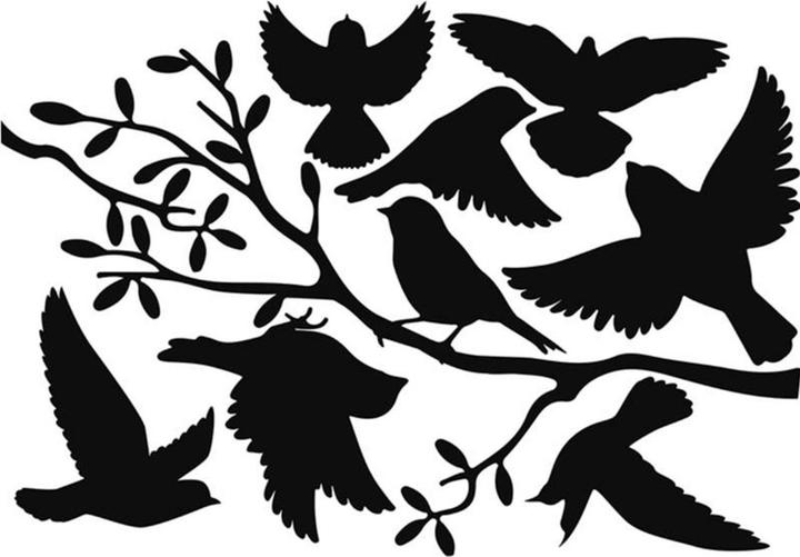 Esschert Design Fensterfolie Vogelsilhouetten auf Ast 33 x 23 cm (33 x 23 cm)