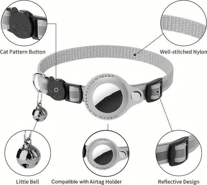 Immagine prodotto PhoneLook Collare di sicurezza per gatti con campanellino, materiale riflettente e supporto (Gatto)