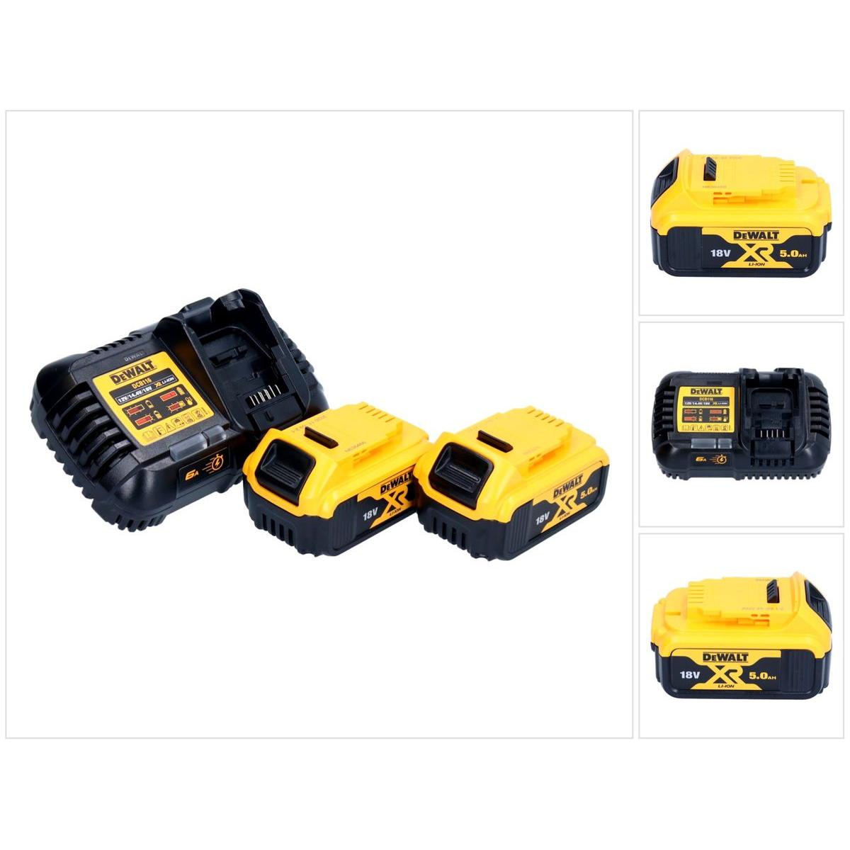 DeWalt, Batteria + Caricatore, Set di avviamento batteria 18 V 2x Batteria DCB 184 5,0 Ah + Caricatore rapido DCB 116 XR (18 V)