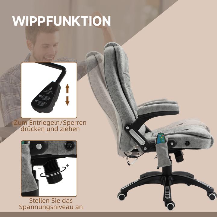 Actual product image Vinsetto Massagestuhl Technologiegewebe (100% Polyester), Schaumstoff Grau (46 - 56 cm)
