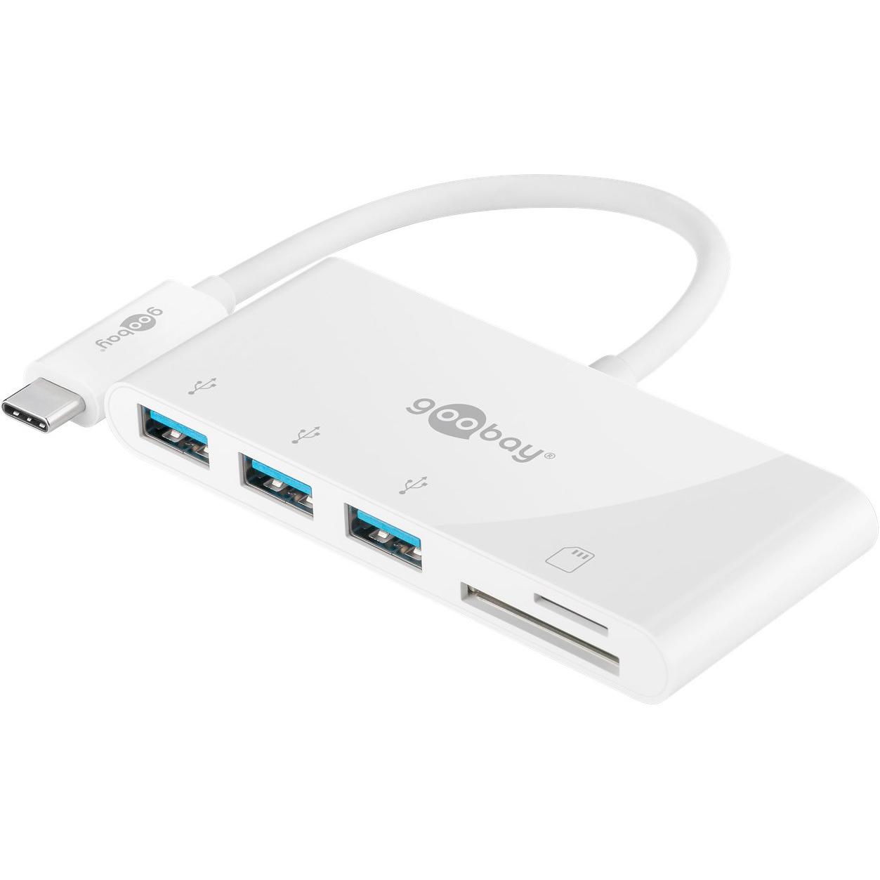 Thumbnail - Goobay USB Typ-C zu (USB-C, 3 Ports), Dockingstation + USB Hub, Weiss