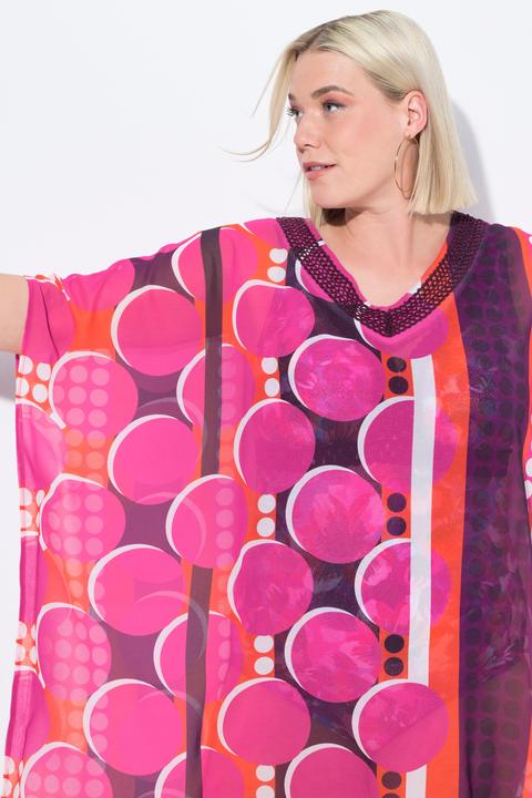 Produktbild Ulla Popken Tunika, Chiffon, Punkte, Oversized, V-Ausschnitt, Halbarm (42, 44, 46, 48)