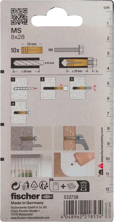 Produktbild Fischer Messingdübel MS 8x28 K (10 Stk.)