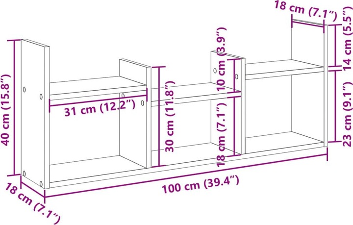 Nährwerte und Zutaten VidaXL Wandschrank (100 x 18 x 40 cm)