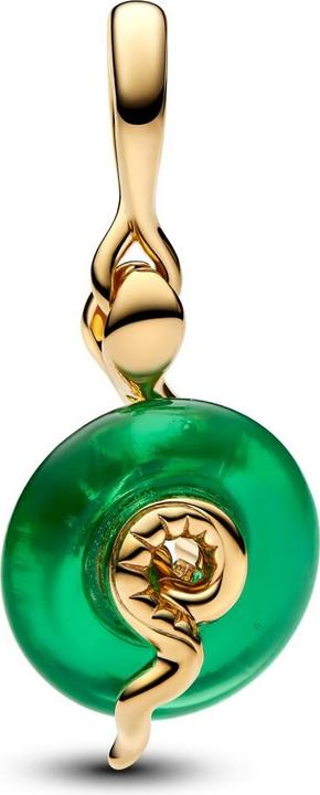 Image du produit Pandora Snake Green Murano Glass Dangle Charm (Plaqué or, Métal, Verre)