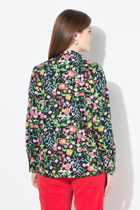 Produktbild Ulla Popken Bluse, Blüten, Kelchkragen, V-Ausschnitt, Langarm (50, 52)