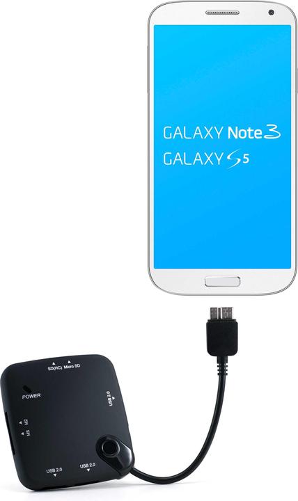 Produktbild CSL OTG USB Hub & Kartenlesegerät für Samsung Note 3 & S5 (USB 2.0 Micro-B)