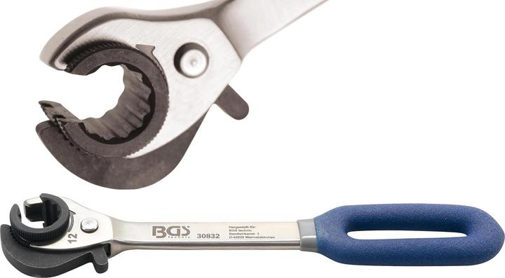 Actual product image BGS Ratchet Ring Spanner open 12 mm (10 mm)