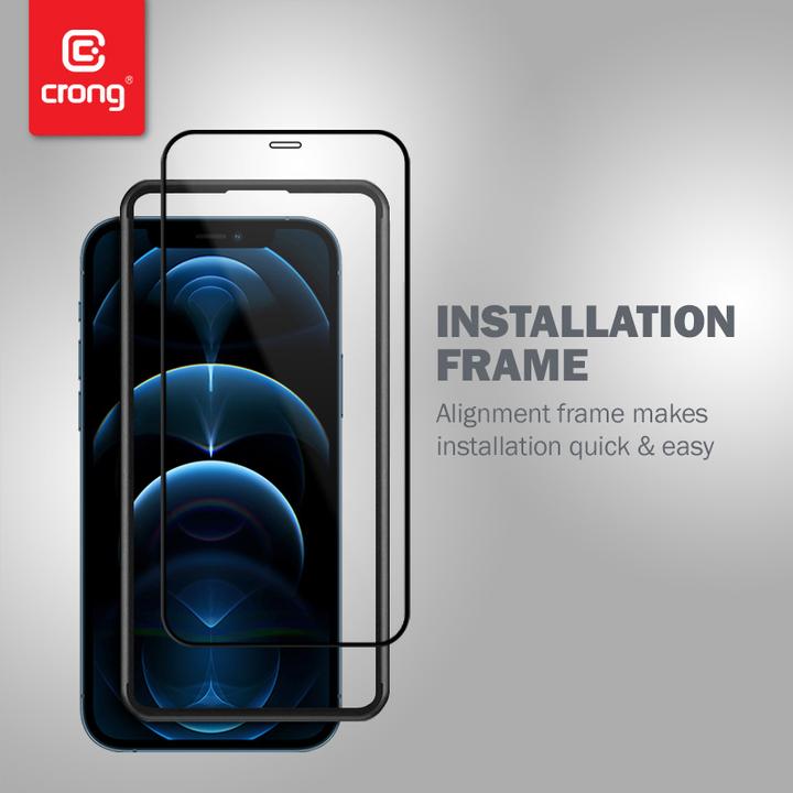 Actual product image Crong Antibacterial 3D Armor Glass 9H Tempered Glass Full Screen iPhone 12 Pro Max + Mounting Frame (1 pcs., Apple iPhone 12 Pro Max)