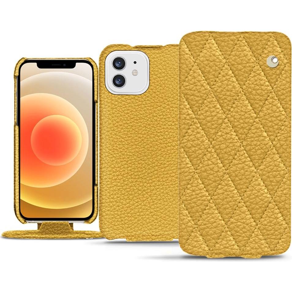 Noreve Lederschutzhülle vertikal (Apple iPhone 12), Smartphone Hülle, Orange