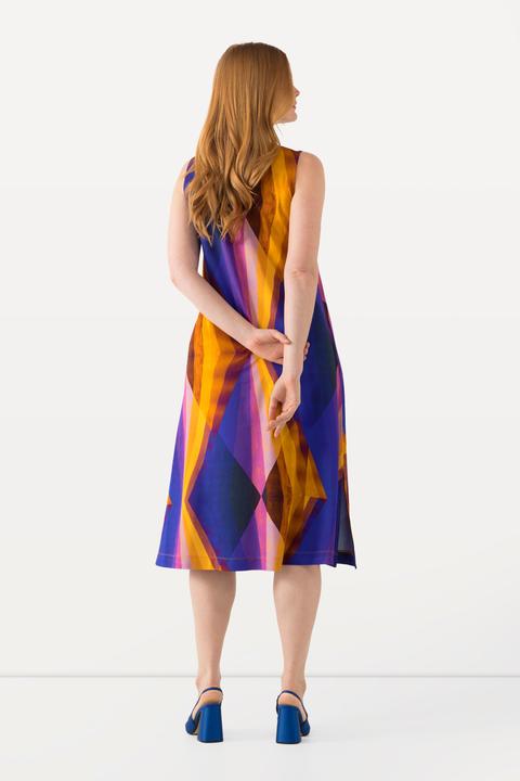 Produktbild Ulla Popken Slinky-Midikleid, geometrisch, V-Ausschnitt, ärmellos (60)
