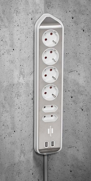 Image du produit Brennenstuhl Barre de socle d'angle estilo à 6 positions (6 x, CEE 7/16, 2 m)