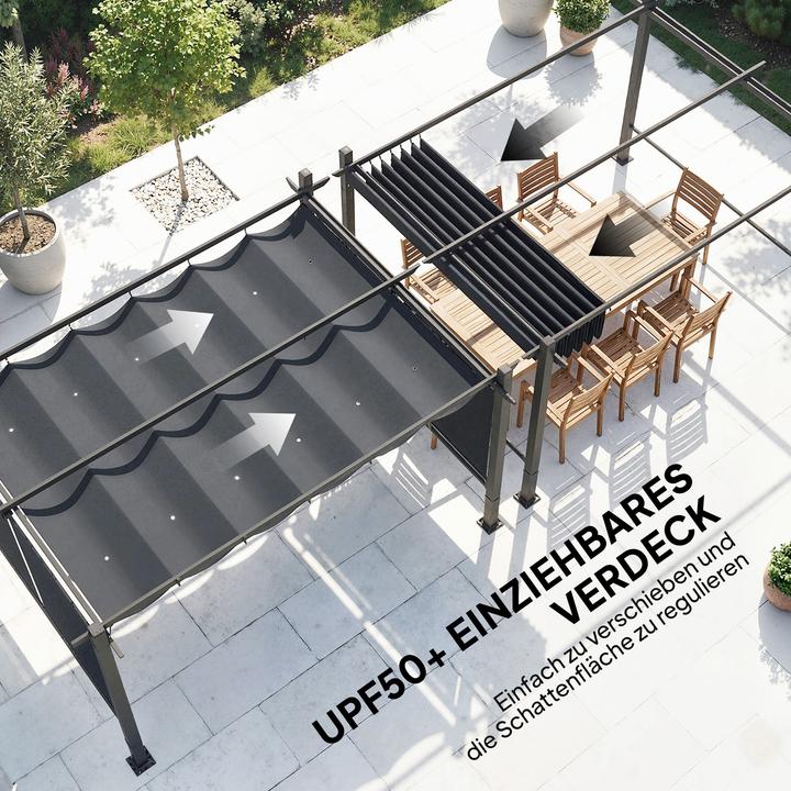 Immagine prodotto Outsunny Pergola Aluminium, Polyester Dunkelgrau (392 cm, 297 cm)