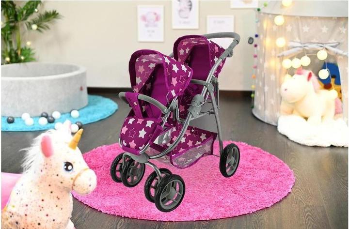 Image du produit Knorrtoys Zwillingspuppenwagen Milo - star dark pink