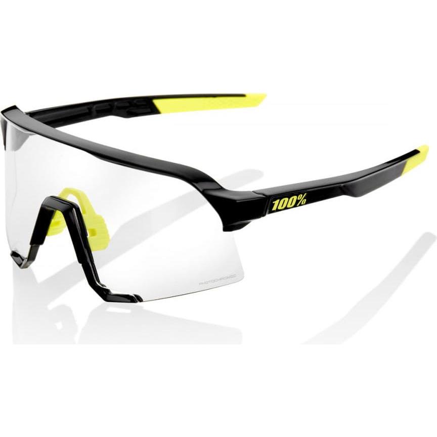 100%, Unisex, Sportbrille, S3 Photochromic Lens Sonnenbrille (Black, Gelb, Klar, Klar, Black, Gelb), Schwarz, Gelb
