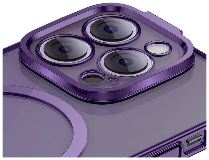 Image du produit Baseus Étui magnétique pailleté pour iPhone 14 Pro (violet) + verre trempé + kit de nettoyage (Apple iPhone 14 Pro)
