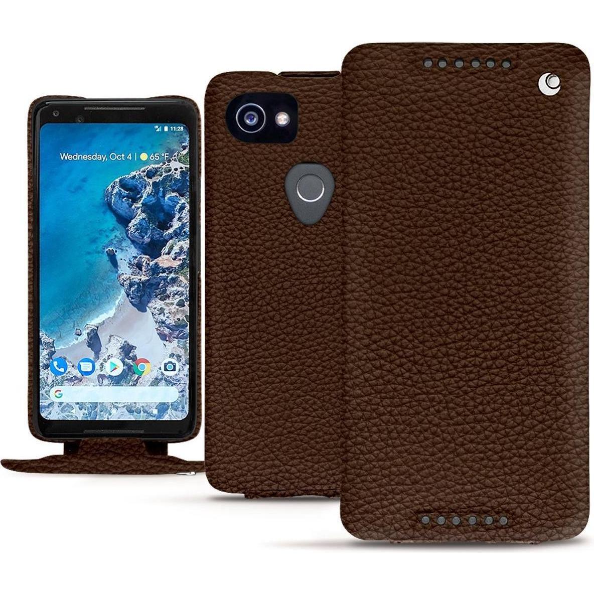 Noreve Lederschutzhülle vertikal (Google Pixel 2 XL), Smartphone Hülle, Braun