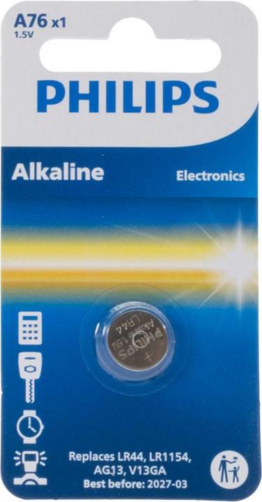Actual product image Philips Buttoncell (1) A76/01B (1 pcs., LR44, 145 mAh)