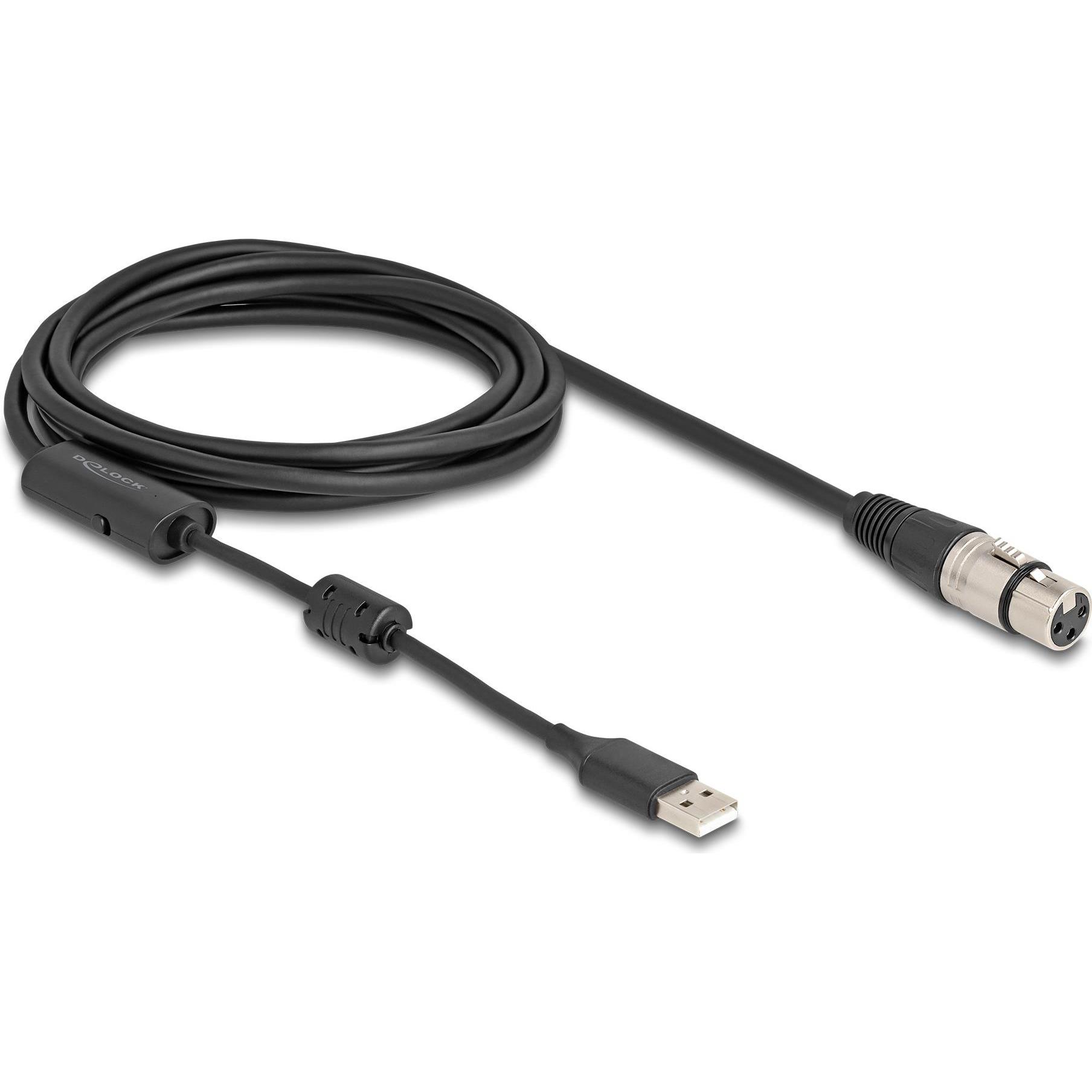 Delock XLR – USB Typ A (3 m, XLR), Audio Kabel