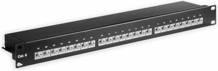Produktbild Goobay CAT 6 48,30cm (19") Patch Panel, 24 Port, Schwarz (STP, CAT6, 0.40 m)