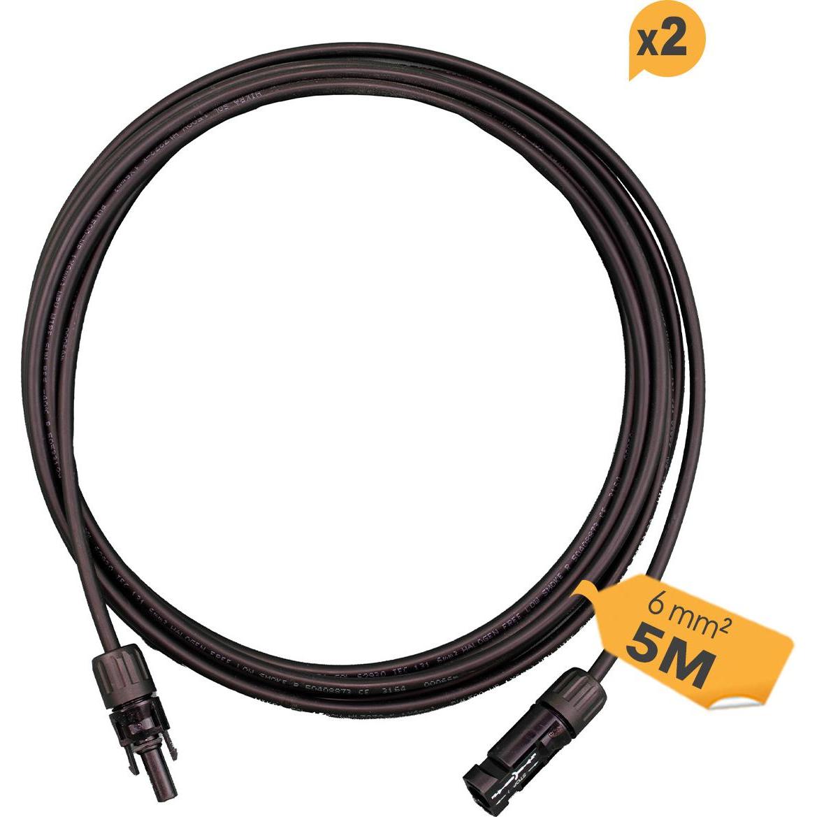 HISkon, Zubehör Solarenergie, 6mm² Verlängerungskabel MC4 auf MC4 Stecker - 5m