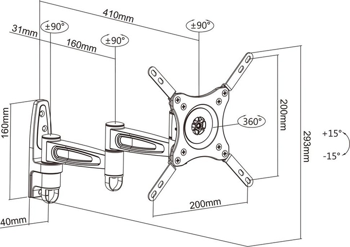 Actual product image Multibrackets M VESA flexible arm 360 III (Wall, 32", 15 kg)