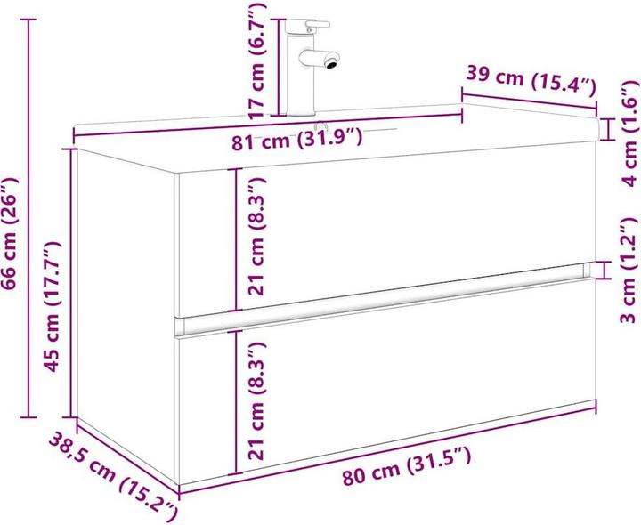 Produktbild vidaXL Waschbeckenunterschrank mit Einbaubecken und Wasserhahn Bad Waschtisch