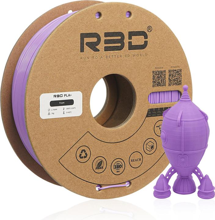 Produktbild R3D PLA+ Purple Filament 1.75mm 1Kg (PLA+, 1.75 mm, 1000 g, Violett)
