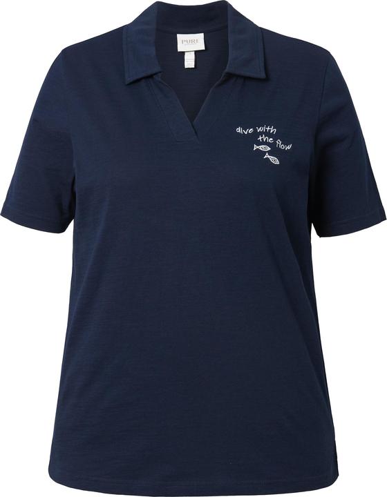 Immagine prodotto Ulla Popken Maglia polo in cotone biologico con ricami e mezze maniche (56)