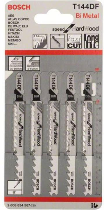 Produktbild Bosch Professional Zubehör PRO Hardwood fast T144DF Stichsägeblatt, 100 mm, 5-tlg.