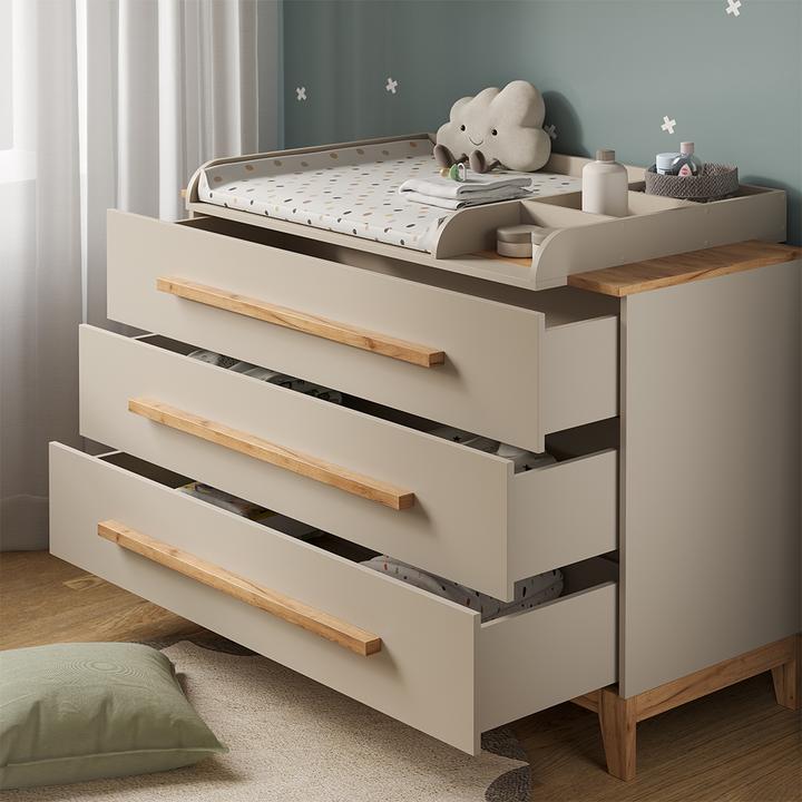 Produktbild VitaliSpa Wickelkommode Malia, Cashmere/Eiche/Artisan, 133.2 x 98 cm mit 3 Schubladen