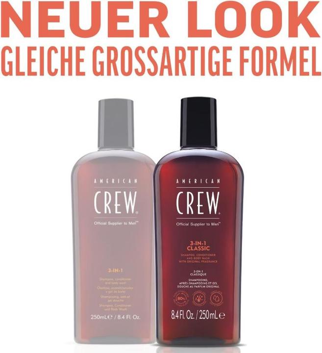 Actual product image American Crew 3-in-1 Shampoo, Conditioner & Body Wash 1000ml (1000 ml, Liquid shampoo)