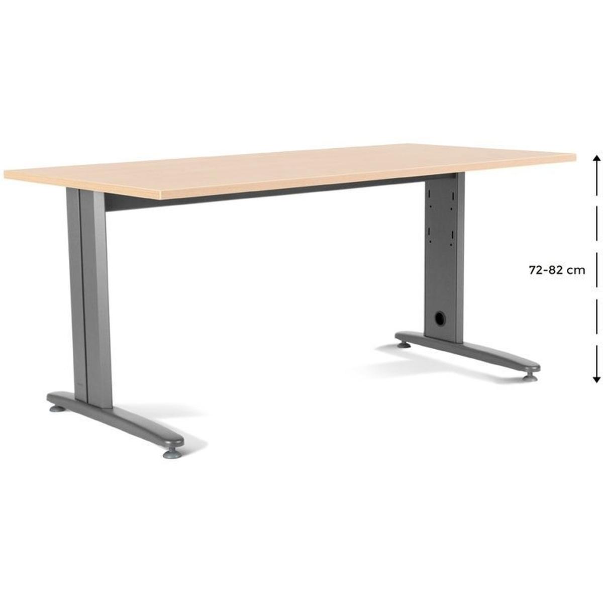 Rocada, Schreibtisch, Schreibtisch Metal BxTxH 180x80x72cm Platte einstellbar Gestell grau Platte Melamin buche (180 x 8...