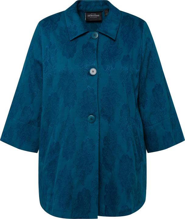 Immagine prodotto Ulla Popken Giacca in Jacquard a fiori con taglio svasato, collo da camicia e maniche a 3/4 (46, 48)