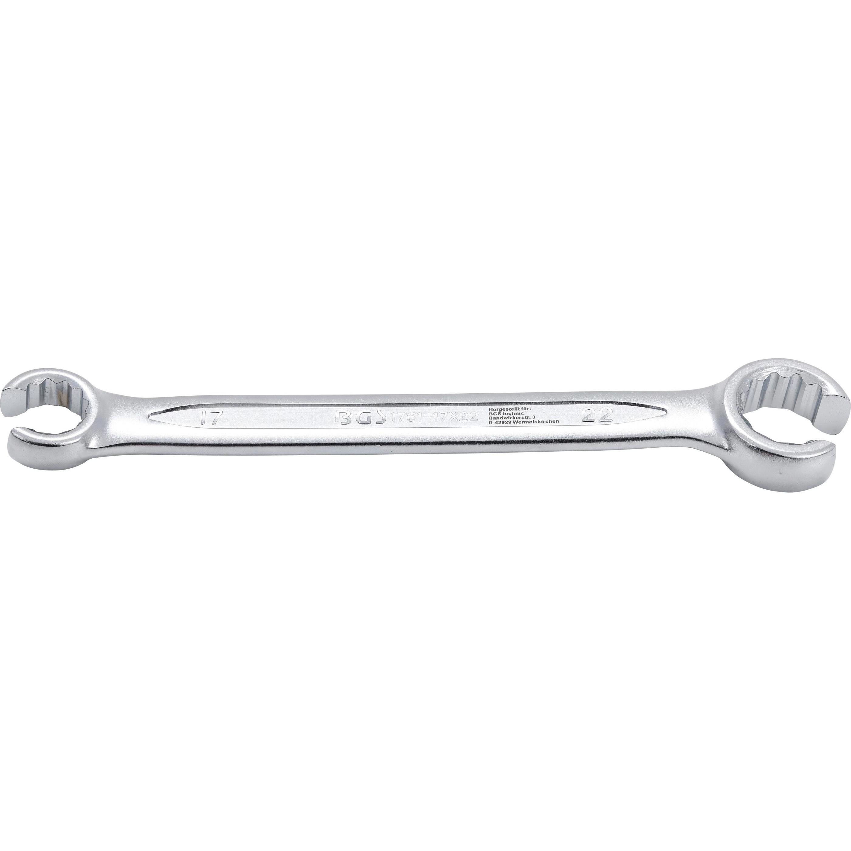 BGS, Schraubenschlüssel, Offener Doppel-Ringschlüssel SW 17 x 22 mm (22 mm, 17 mm)