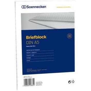 Soennecken, Heft + Block, Briefblock Papierformat: DIN A5 Ausführung der Lineatur: liniert (A5, Liniert)
