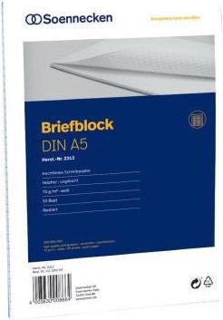 Produktbild Soennecken Briefblock Papierformat: DIN A5 Ausführung der Lineatur: rautiert (A5)