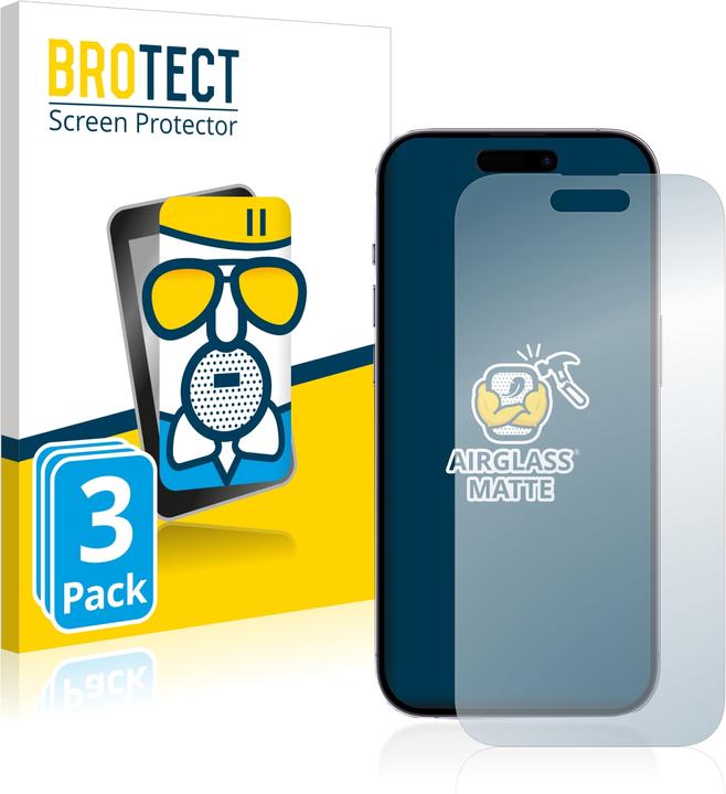 Produktbild BROTECT AirGlass Panzerglasfolie Matt (3 Stück, Apple iPhone 14 Pro)