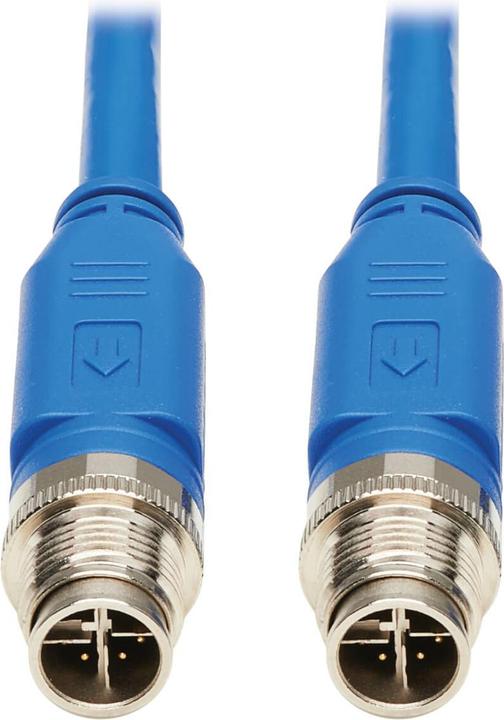 Actual product image Eaton M12 X-Code Cat6 1G UTP CMR-LP Ethernet Cable M/M IP68 PoE Blue 3m 9.8 ft. (UTP, CAT6, 3 m)