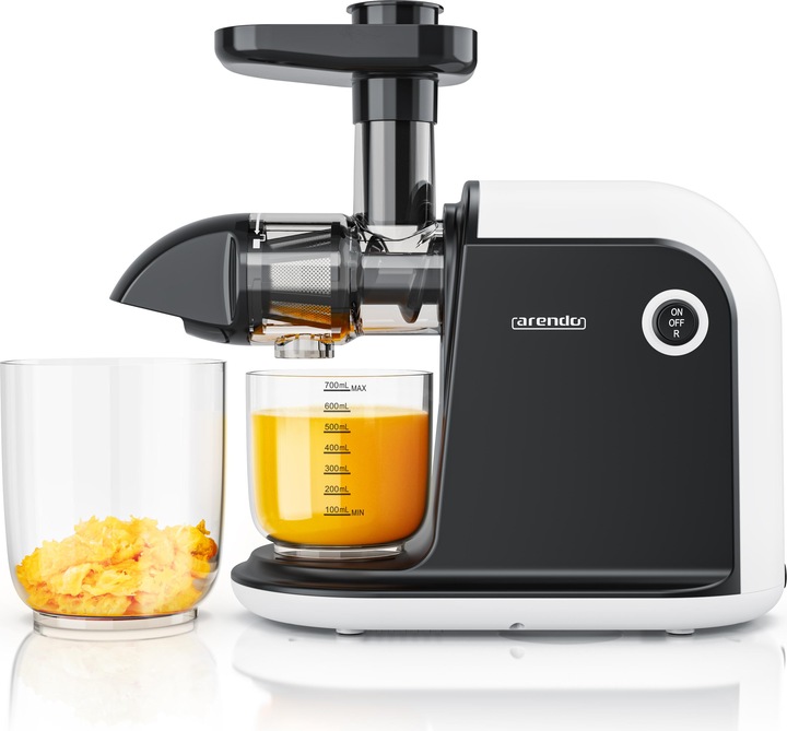 Arendo Slow Juicer 150 W, spremiagrumi elettrico per frutta e verdura, acciaio inox, brocca di succo da