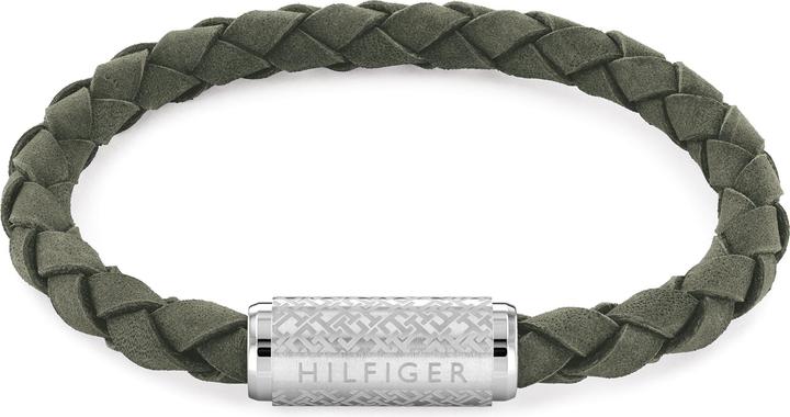 Produktbild Tommy Hilfiger StylovÃ½ zelenÃ½ koÅ¾enÃ½ nÃ¡ramek Eplore the braid 2790481 (19 cm, Edelstahl, Leder)