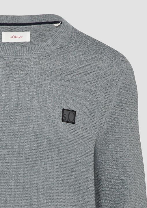 Produktbild S.Oliver Strickpullover Strukturierter Strickpullover mit Logo-Patch (XXL)